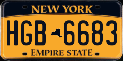 NY license plate HGB6683