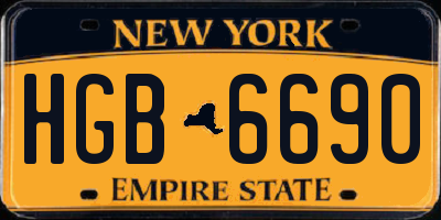 NY license plate HGB6690