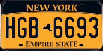 NY license plate HGB6693
