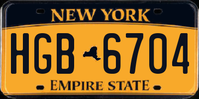 NY license plate HGB6704
