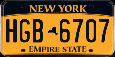 NY license plate HGB6707