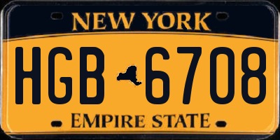 NY license plate HGB6708