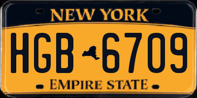 NY license plate HGB6709
