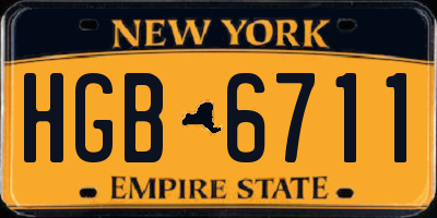 NY license plate HGB6711