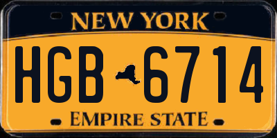 NY license plate HGB6714