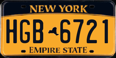 NY license plate HGB6721