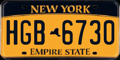 NY license plate HGB6730