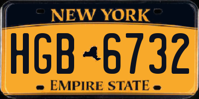 NY license plate HGB6732