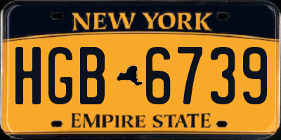 NY license plate HGB6739