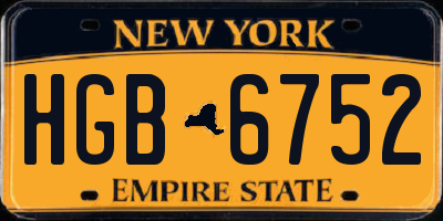 NY license plate HGB6752