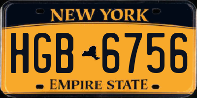 NY license plate HGB6756
