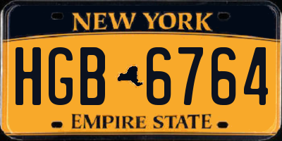 NY license plate HGB6764