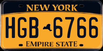 NY license plate HGB6766