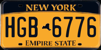 NY license plate HGB6776