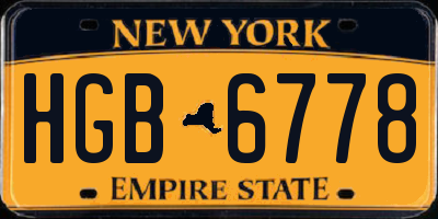 NY license plate HGB6778