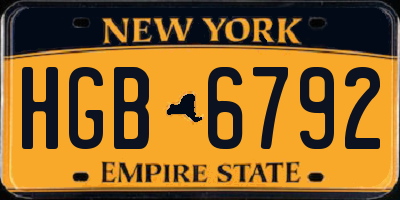 NY license plate HGB6792