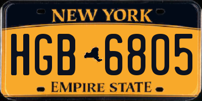 NY license plate HGB6805