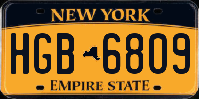NY license plate HGB6809