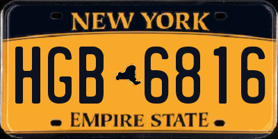 NY license plate HGB6816
