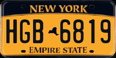 NY license plate HGB6819