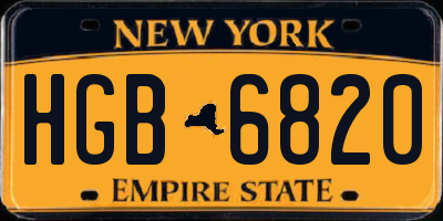 NY license plate HGB6820