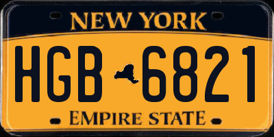 NY license plate HGB6821