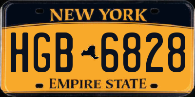 NY license plate HGB6828