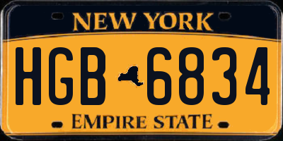 NY license plate HGB6834