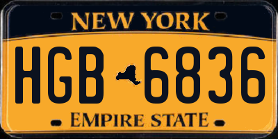 NY license plate HGB6836