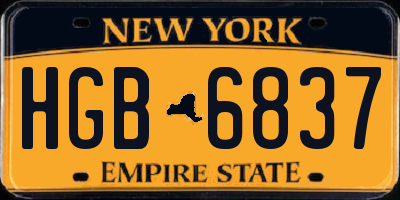 NY license plate HGB6837