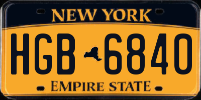 NY license plate HGB6840