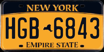NY license plate HGB6843