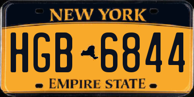 NY license plate HGB6844