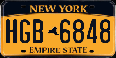 NY license plate HGB6848