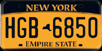 NY license plate HGB6850