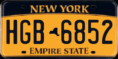 NY license plate HGB6852