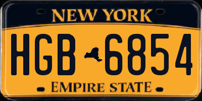 NY license plate HGB6854