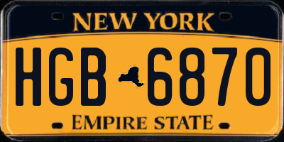 NY license plate HGB6870