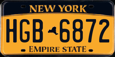 NY license plate HGB6872