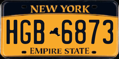 NY license plate HGB6873