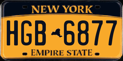 NY license plate HGB6877