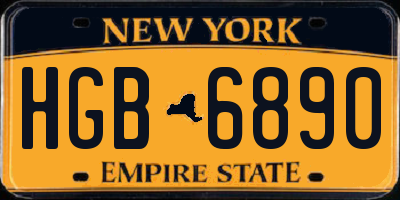 NY license plate HGB6890