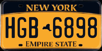 NY license plate HGB6898