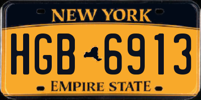 NY license plate HGB6913
