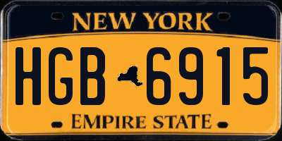 NY license plate HGB6915