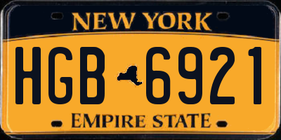 NY license plate HGB6921