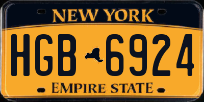 NY license plate HGB6924