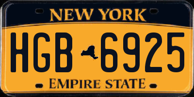 NY license plate HGB6925