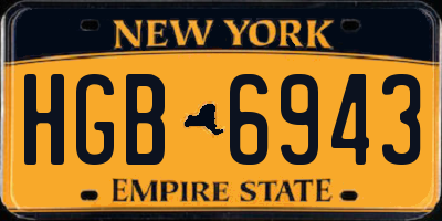 NY license plate HGB6943