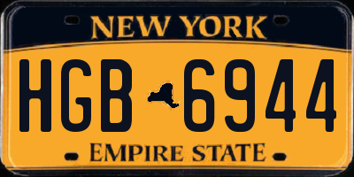 NY license plate HGB6944